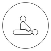 cor preta do ícone do massagista no círculo vetor