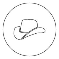 cor preta do ícone do chapéu de cowboy no círculo vetor