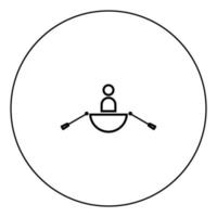 homem em um ícone de barco cor preta em círculo vetor