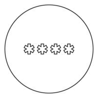 símbolo digite a senha ícone cor preta no círculo vetor