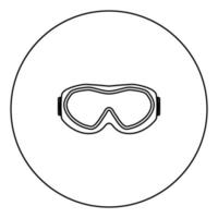 cor de ícone de óculos de esqui preto em círculo vetor