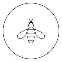 ícone de abelha cor preta em círculo vetor
