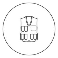 ícone de colete preto no contorno do círculo vetor