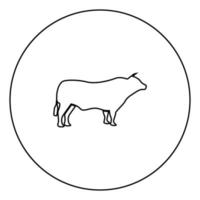 ícone de touro preto no contorno do círculo vetor