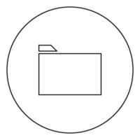 ícone de pasta preta no contorno do círculo vetor