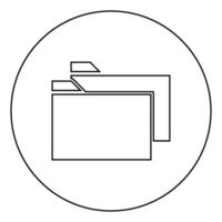 ícone preto de duas pastas no contorno do círculo vetor