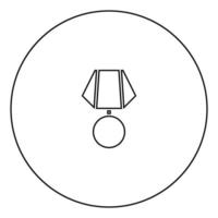 ícone de medalha preta no contorno do círculo vetor