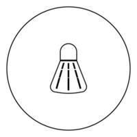 ícone preto de peteca de badminton no contorno do círculo vetor