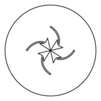 quatro setas em loop no centro do contorno do ícone preto na imagem do círculo vetor