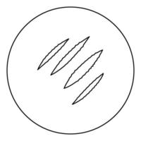 trilha de garras contorno do ícone preto na imagem do círculo vetor