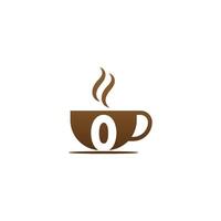 logotipo de design de ícone de xícara de café número 0 vetor