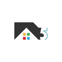 ícone do logotipo número 5 para casa, vetor imobiliário