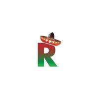 design de conceito de chapéu mexicano letra r