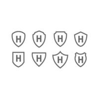 letra h no ícone do logotipo do escudo vetor