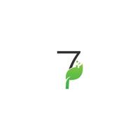 conceito de design de ícone digital de folha de logotipo número 7 vetor