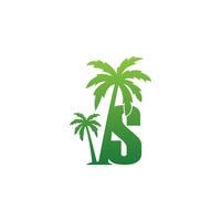 logotipo da letra s e vetor de design de ícone de coqueiro