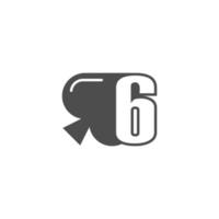 logotipo número 6 combinado com design de ícone de pá vetor