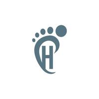 logotipo do ícone da letra h combinado com o design do ícone de pegada vetor
