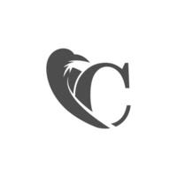 letra c e design de logotipo de ícone de combinação de corvo vetor