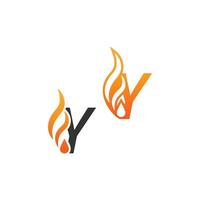 letra y e ondas de fogo, design de conceito de ícone de logotipo vetor