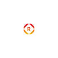conceito de design de letra de logotipo de círculo r em cores gradientes vetor