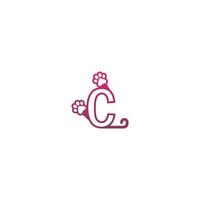 letra c logotipo design pegadas de cachorro conceito ícone vetor
