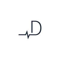 logotipo do ícone da letra d combinado com o design do ícone de pulso vetor