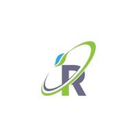 conceito de design de ícone de folha de logotipo de letra r