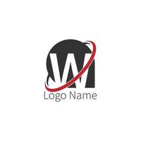 logotipo de ícone de círculo de letra w, conceito de círculo de ícone de letra de design vetor