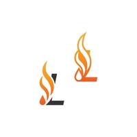 letra l e ondas de fogo, design de conceito de ícone de logotipo vetor