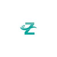 letra z logotipo coqueiro e design de ícone de onda de água vetor