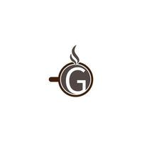 design de logotipo de ícone de carta com tema de xícara de café quente vetor