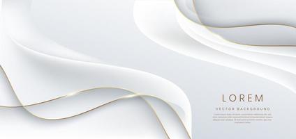 abstrato 3d branco com linhas de ouro curvado brilho ondulado com espaço de cópia para texto. design de modelo de estilo de luxo. vetor
