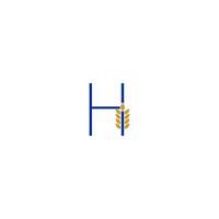 letra h combinada com design de logotipo de ícone de trigo vetor