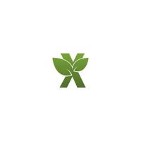 letra x com logotipo de símbolo de folha verde vetor