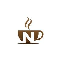 logotipo de letra n de design de ícone de xícara de café vetor