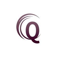 design de ícone de logotipo de letra q de círculo de onda vetor