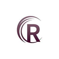 design de ícone de logotipo de letra r de círculo de onda vetor