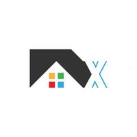 letra x ícone do logotipo para casa, vetor imobiliário