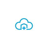 ícone do logotipo do conceito de atendimento domiciliar em nuvem vetor