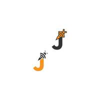 letra j ícone de abelha logotipo de design criativo vetor