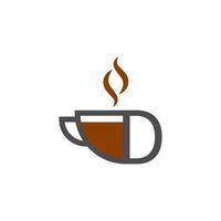 conceito de logotipo de letra d design de ícone de xícara de café vetor