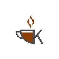 conceito de logotipo de letra k design de ícone de xícara de café vetor