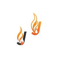 letra j e ondas de fogo, design de conceito de ícone de logotipo vetor