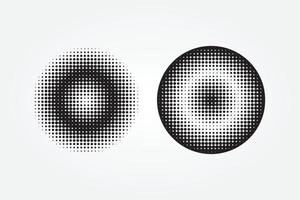 círculos de efeitos de meio-tom monocromáticos com fundo branco vetor