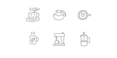 conjuntos de ícone de café estilo desenhado à mão vetor