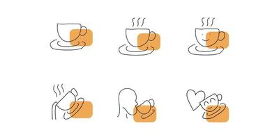 conjuntos de ícone de café estilo desenhado à mão vetor