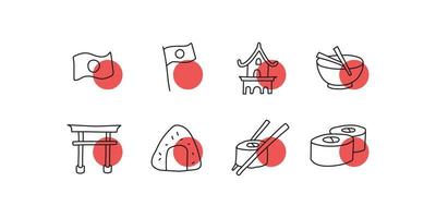conjunto de ícones do japão estilo desenhado à mão vetor