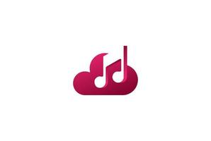 notas de música em nuvem moderna para design de logotipo de armazenamento de música vetor