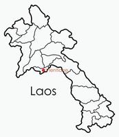 doodle mapa de desenho à mão livre do laos. vetor